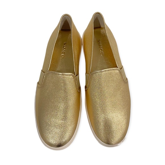 VINCE "Blair" Gold Leather Slip On Sneakers, Size 6 - Picture 4 of 6